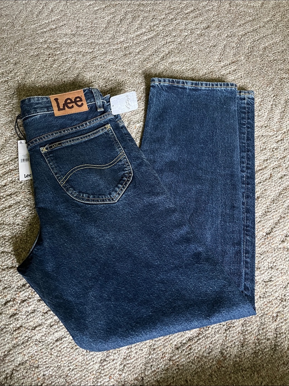 NEW NWT Free People LEE Women’s Straight Jeans in Dark Blue Denim, 28M